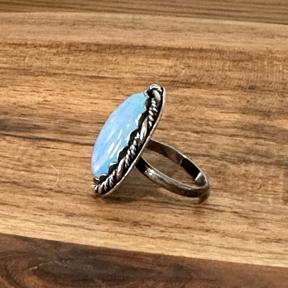 Oval Opalite gem set in silver - Picture 3 of 6